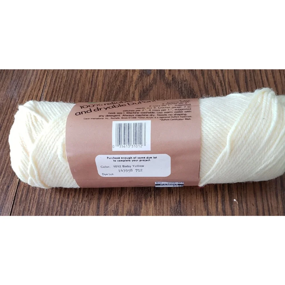 Caron Sayelle Vintage 4 Ply Baby Yellow Worsted Yarn Skein